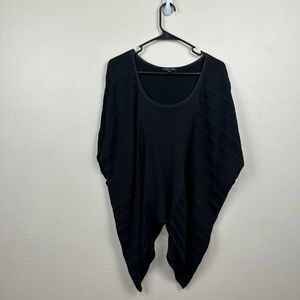 Eileen Fisher Womens Black Gray Silk Slouchy Poncho Sweater Top Large